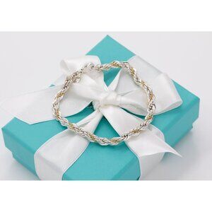 Tiffany & Co. Bracelet Vintage Twisted Rope Unisex Bracelet in Silver & 18K Gold